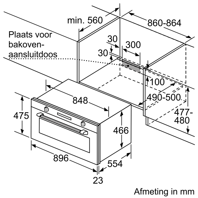 Siemens VB558C0S0 - iQ500 - inbouwoven - 85 L - 90 x 48 cm