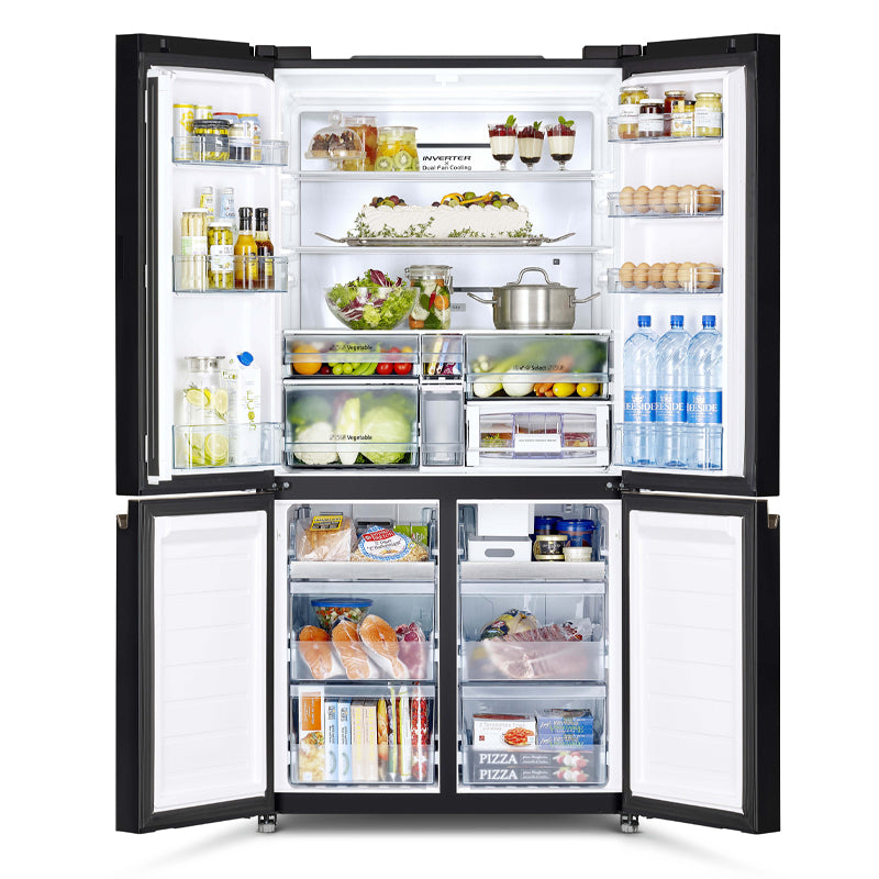 Hitachi R-WB640VRU0 side-by-side koelkast 4 deuren Zwart glas