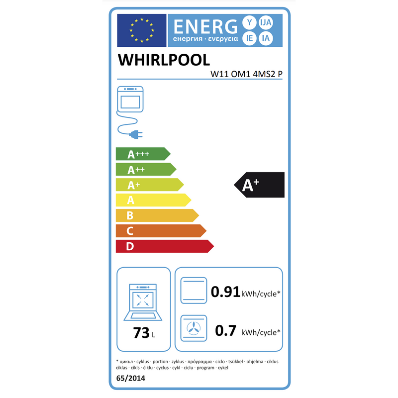 Whirlpool W11 OM1 4MS2 P Oven - Inbouw - 73 liter