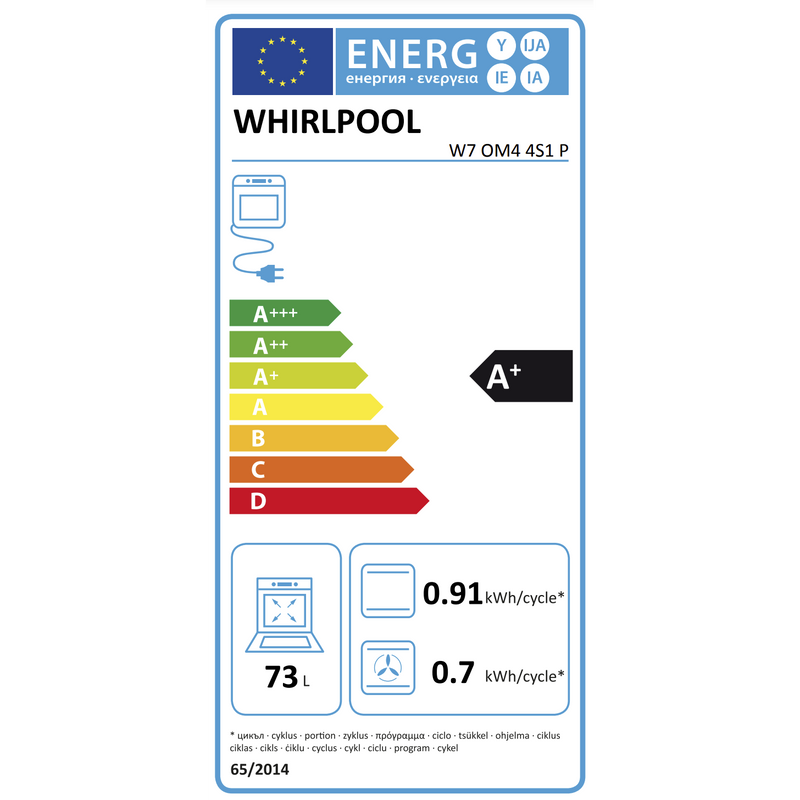 Whirlpool W7 OM4 4S1 P Oven - Inbouw - 73 liter