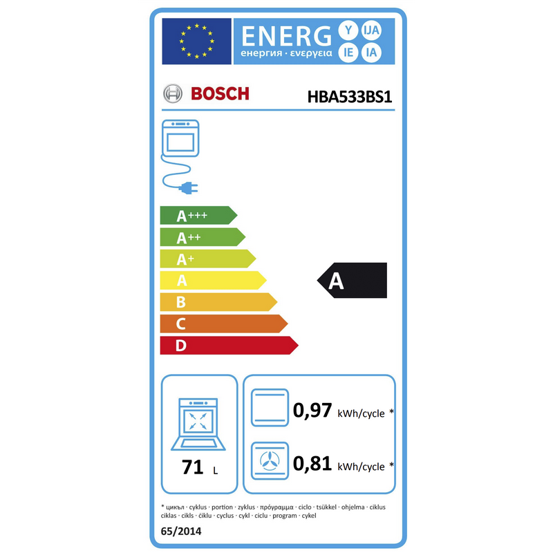 Bosch HBA533BS1 - Serie 4 - inbouwoven - 71 L