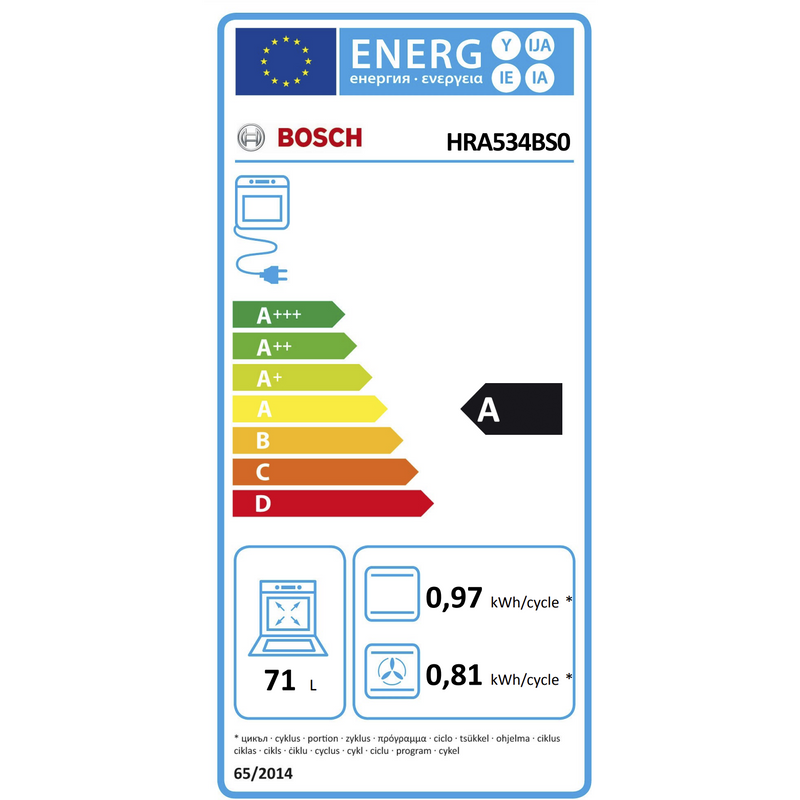 Bosch HRA534BS0 - Serie 4 - Multifunctionele oven met Added Steam - 71 L